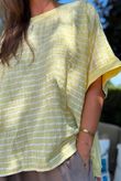 Below Deck Cheesecloth Stripe Tee Lemon